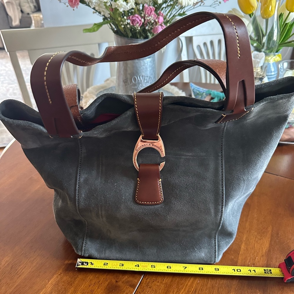 Dooney and Bourke north-south shopper in dark gray suede